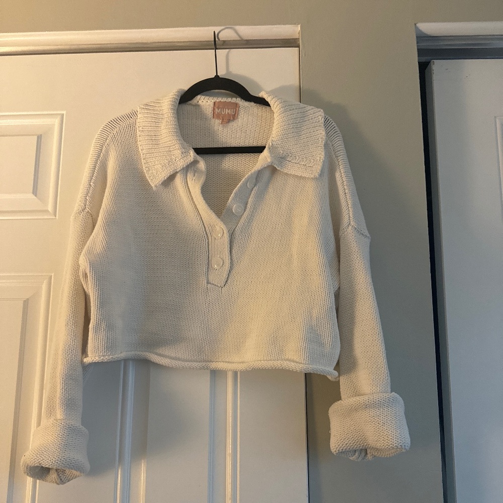 Show Me Your Mumu White Cropped Sweater